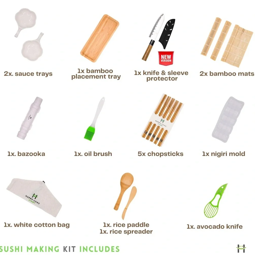 Sushi Making Kit, Complete 17 Piece Set